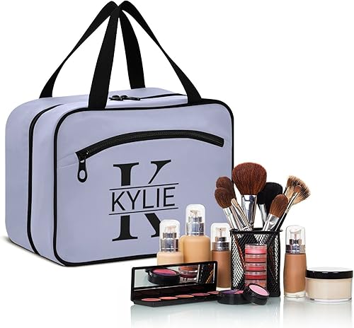 Miniatura 103 de Sinestour Neceser personalizado para mujeres y hombres, organizador de maquillaje de viaje con gancho para colgar, bolsas de cosméticos, bolsa