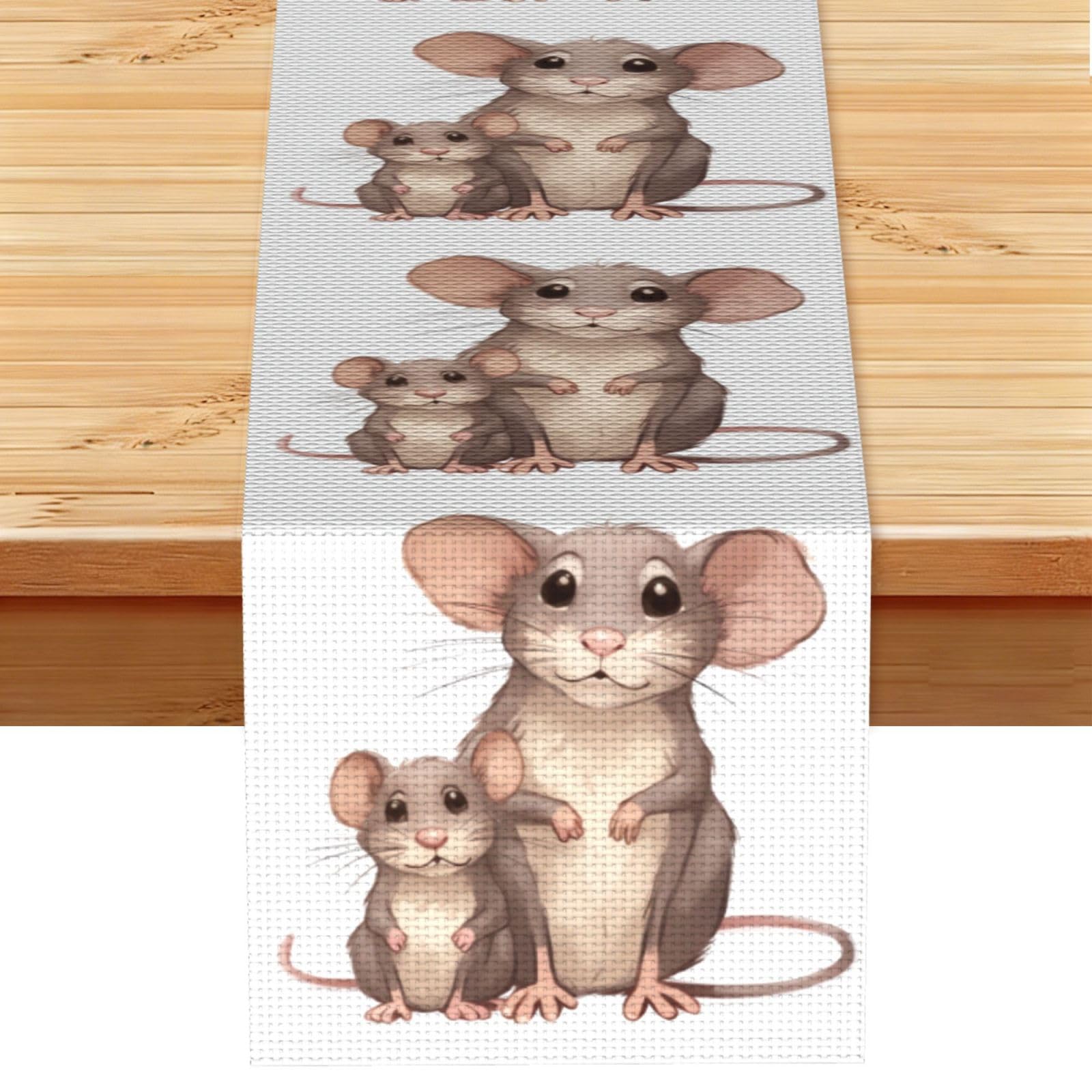 Fodpand Black Rustic Cotton Linen Table Runner, Rats Table Runners 13 X 72 Inches, Modern Elegant Farmhouse Tablecloth, Washable Kitchen Dining Table Decoration For Home Party Decor