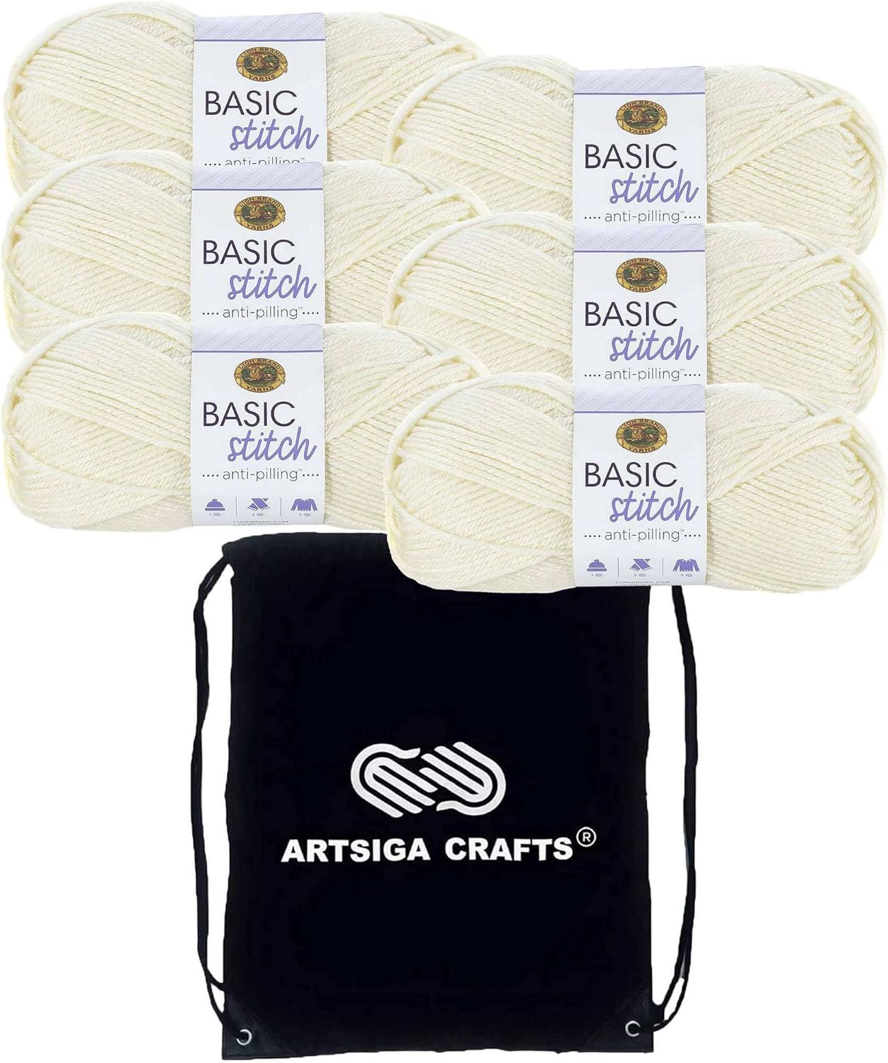 Lion Brand Basic Stitch Anti-Pilling Red Heather 202-400 (3-Skeins - Same Dye Lot) Worsted Medium #4 Acrylic Yarn for Crocheting and Knitting with Project Bag