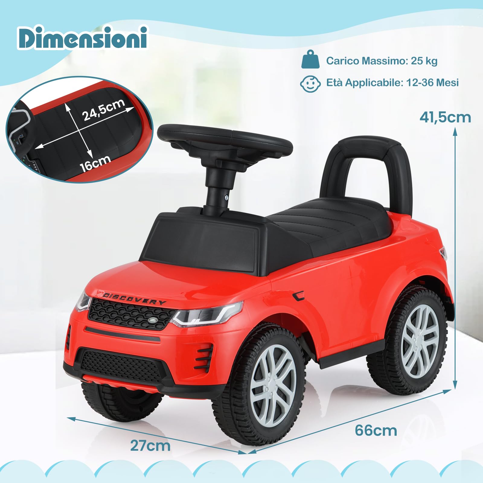 COSTWAY Macchinina Cavalcabile per Bambini, Macchina a Spinta con Clacson, Suoni del Motore e Spazio di Stoccaggio, Auto Giocattolo per Bambini da 1-3 Anni (Rosso)