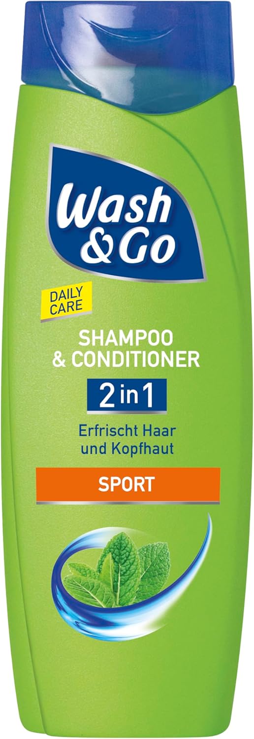 Wash & Go 2-in-1 Shampoo & Conditioner Sport 1 x 400 ml, Daily Hair Care Refreshes Hair & Scalp