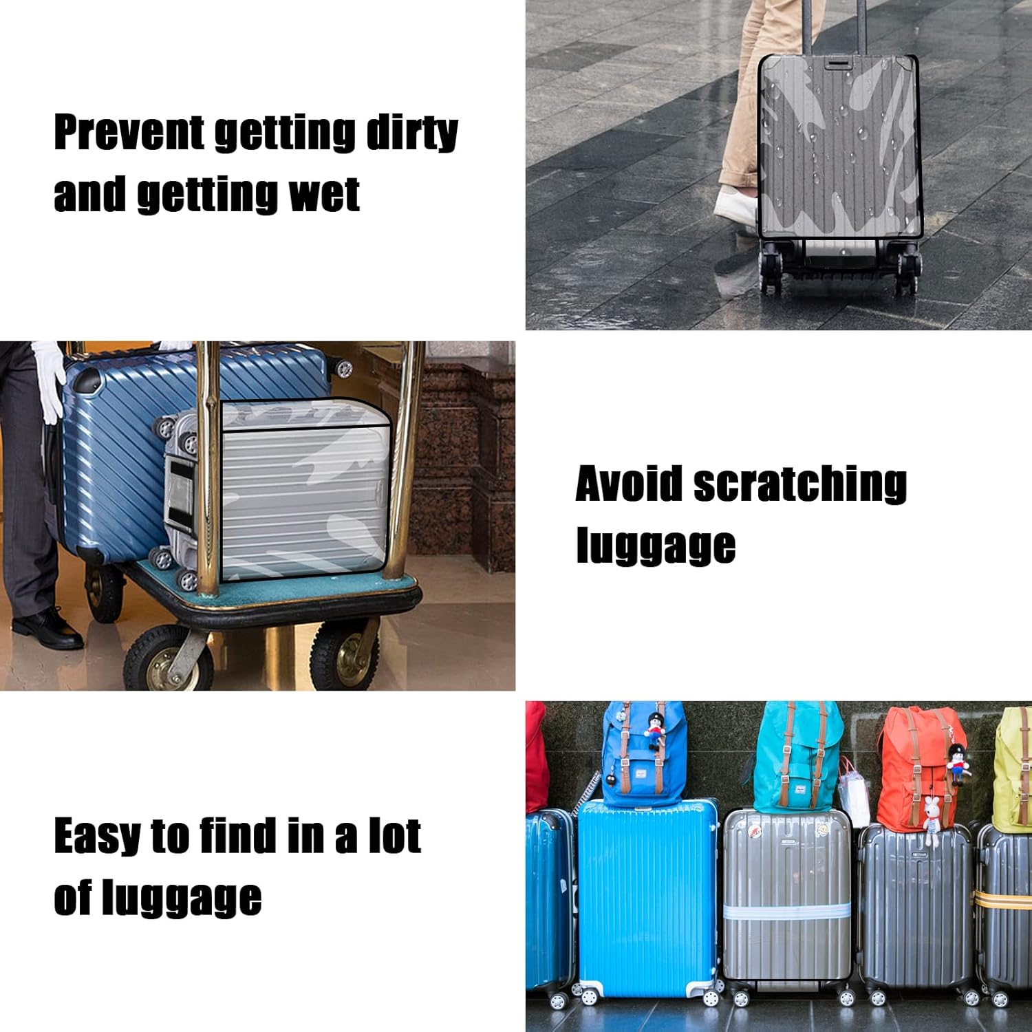review Clear PVC Luggage Cover Protectors Bag 18 20 22 28 30 Inch Full Transparent Suitcase Cover Protectors Waterproof Travel Luggage Sleeve Protector luggage Covers for Wheeled Suitcase (20 Inch)