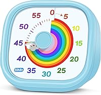 HIPPIH Visual Timer for Kids: 60-Min Rainbow Pomodoro Countdown Clock for Classroom, Kitchen, Office - Silent Time Manager, Blue