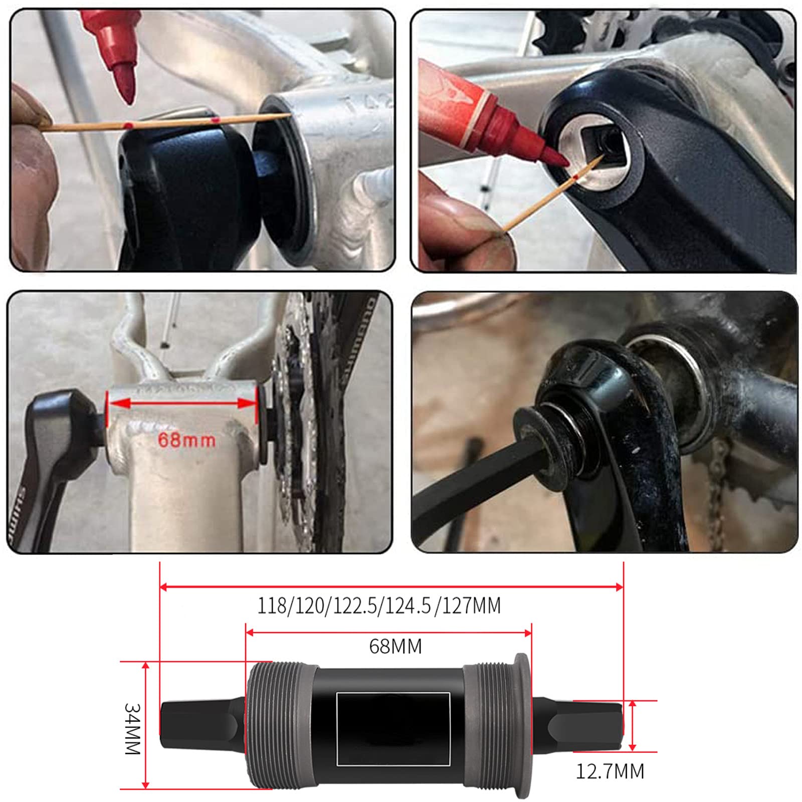 Boîtier de pédalier BSA pour vélo - 68 mm - Avec vis étanches