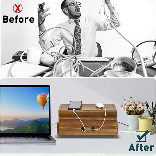 Miniatura 2 de Caja organizadora de cables extra grande de madera de acacia, caja organizadora de cables, caja organizadora de cables, caja organizadora de cables,