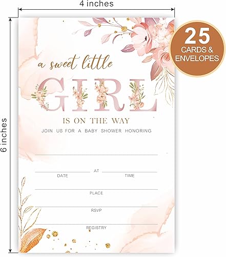 Miniatura 2 de Tarjetas de invitación para baby shower con sobres, suministros de fiesta de revelación de género de bebé, decoraciones de baby shower para niña,