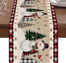 Christmas Table Decorations, Snowmen Christmas Table Runners 33 X 203cm, Xmas Table Decorations Christmas Runner for Dining Table for Home Kitchen Dining Decoration Parties Family Dinners