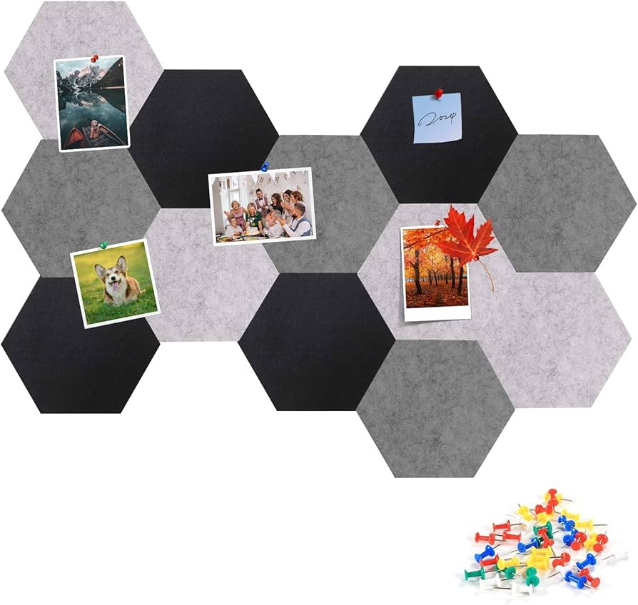 HAKZEON 6 Pack 12x12 Hexagon Cork Board, Black Lebanon