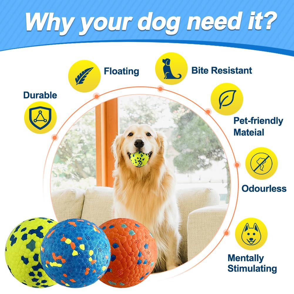Mankoda Pelotas para Perros, Juguetes de Pelota de Tenis para masticadores agresivos, Juguetes duraderos para Masticar para la dentición para Perros, Juguete de Agua de 3 Pulgadas de diámetro, Bolas