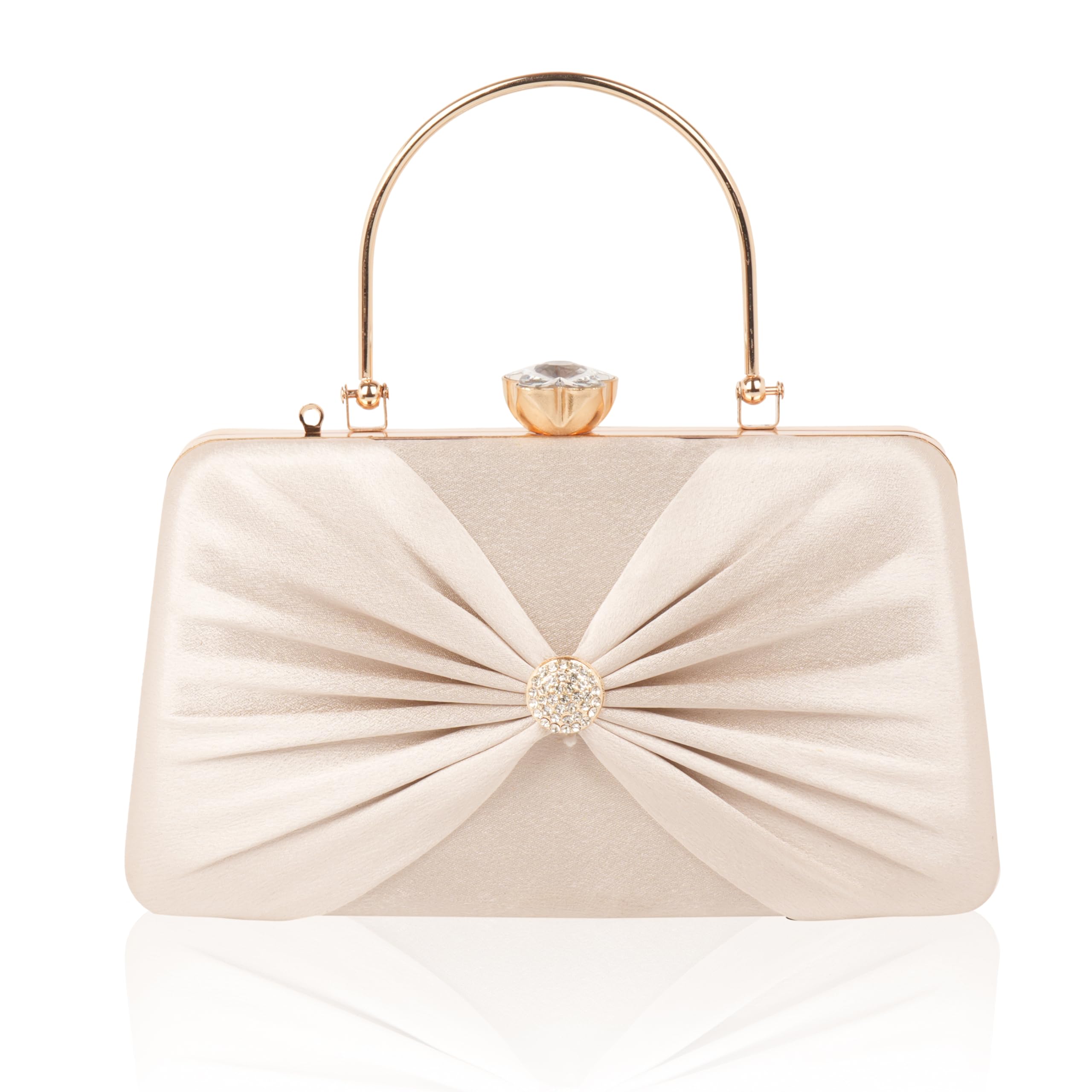 bagnine Clutch Bag for Women | Crystal Detail Evening Party Handheld Purse | Detachable Chain Strap | Jewel Clasp Closure | Stylish Handbag for Wedding, Party, Festive Events & Celebrations-picture-13