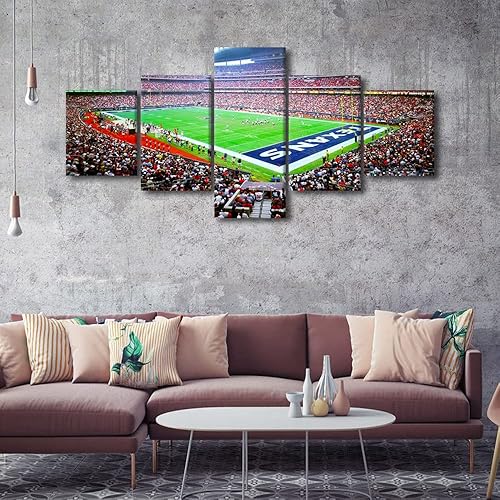 Vista 238 de Cuadros de estadios deportivos de fútbol americano de Minnesota, cuadros de vikingos, 5 paneles, lienzo para pared, arte de pared del estadio