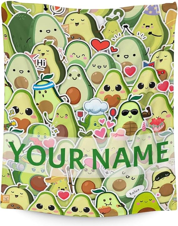 Blanket for Girls - 30"x40" Personalized Cute Avocado Throw Gifts - Colorful Soft Fuzzy Blankets for Couch & Office