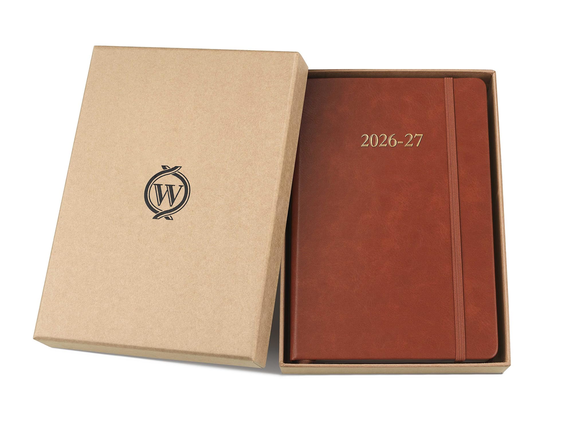 Wykeham's Executive Tagesplaner 2026–27, personalisierbar, akademischer Mitteljahreskalender, Juli 2026 bis Juni 2027, Braun, 21,6 x 14 cm