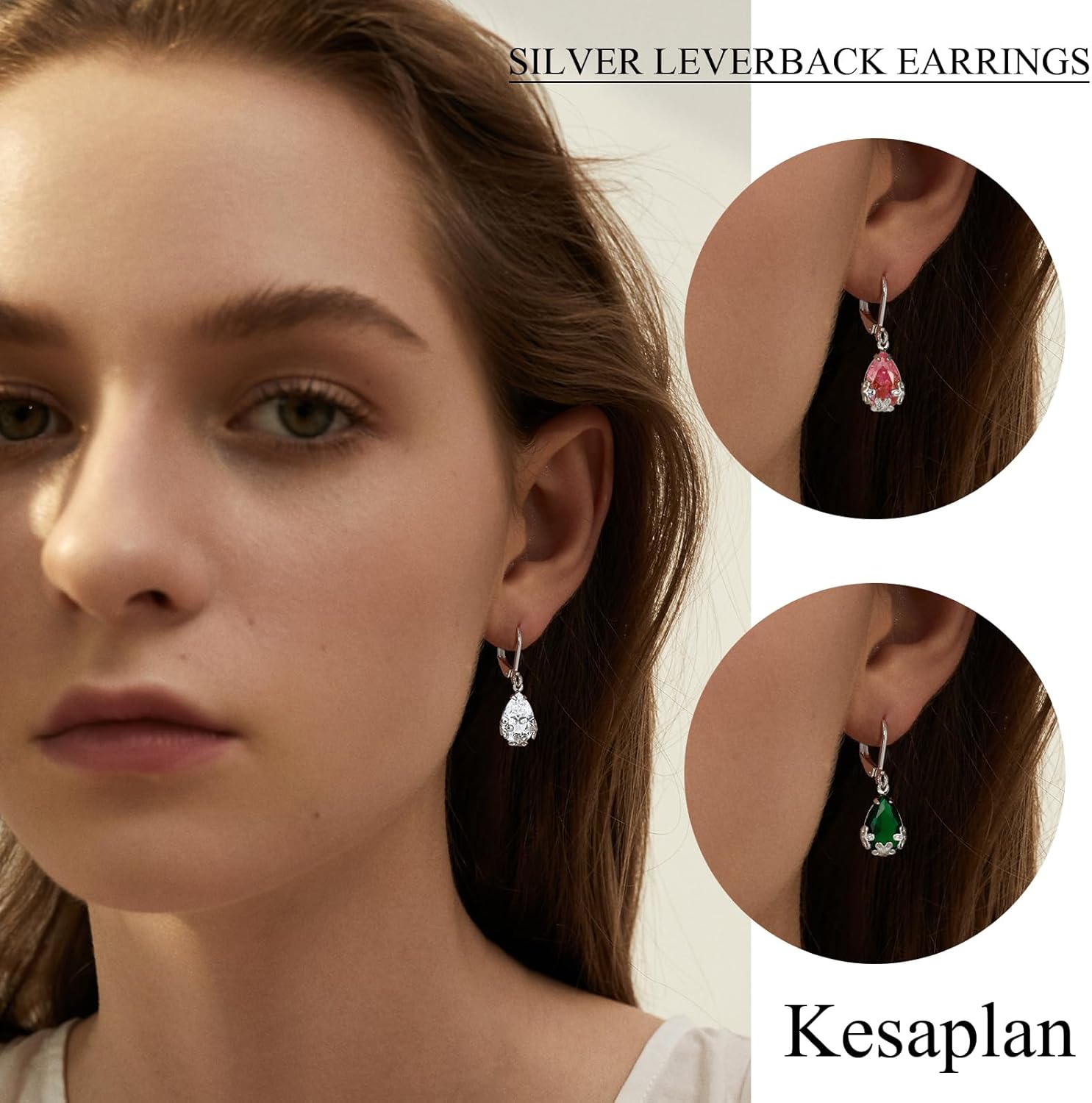 Dangle Earrings for Women Multicolor Crystal Drop Earrings Set Leverback Teardrop Earrings 925 Silver and 14K Gold Plated Hypoallergenic Fashion Cubic Zirconia Dangle Earrings Trendy Jewelry Gifts for Women - Image 3