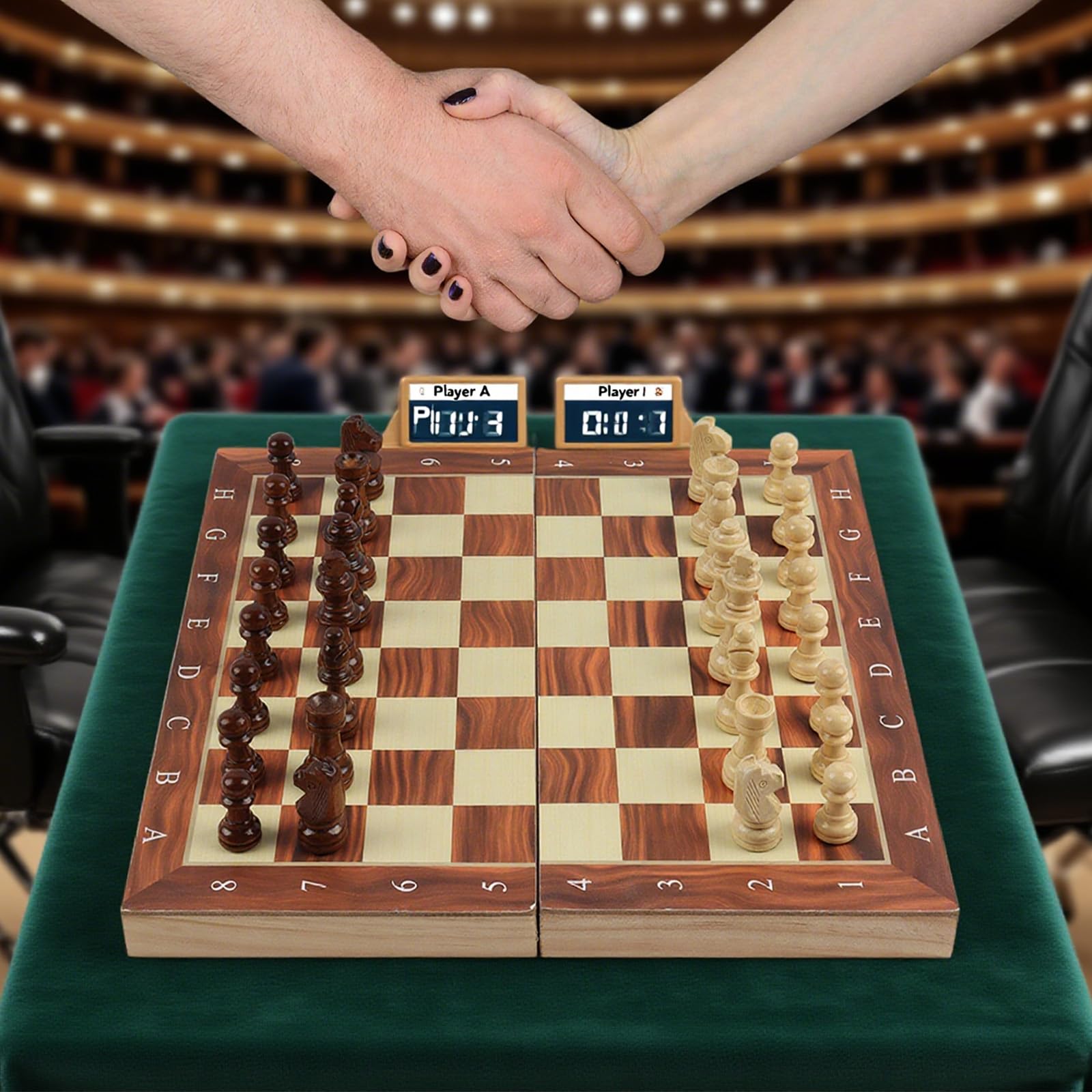 2929cm Magnetic Chess Set Luxury for Adults Kids,Portable Folding Travel Chess Set Magnetic Wooden Chess Board Game,Handmade 32 Chess Pieces | 2 Extra Queen,Gift for Kid,Adult,Boys,Girls,Family Party - Image 4