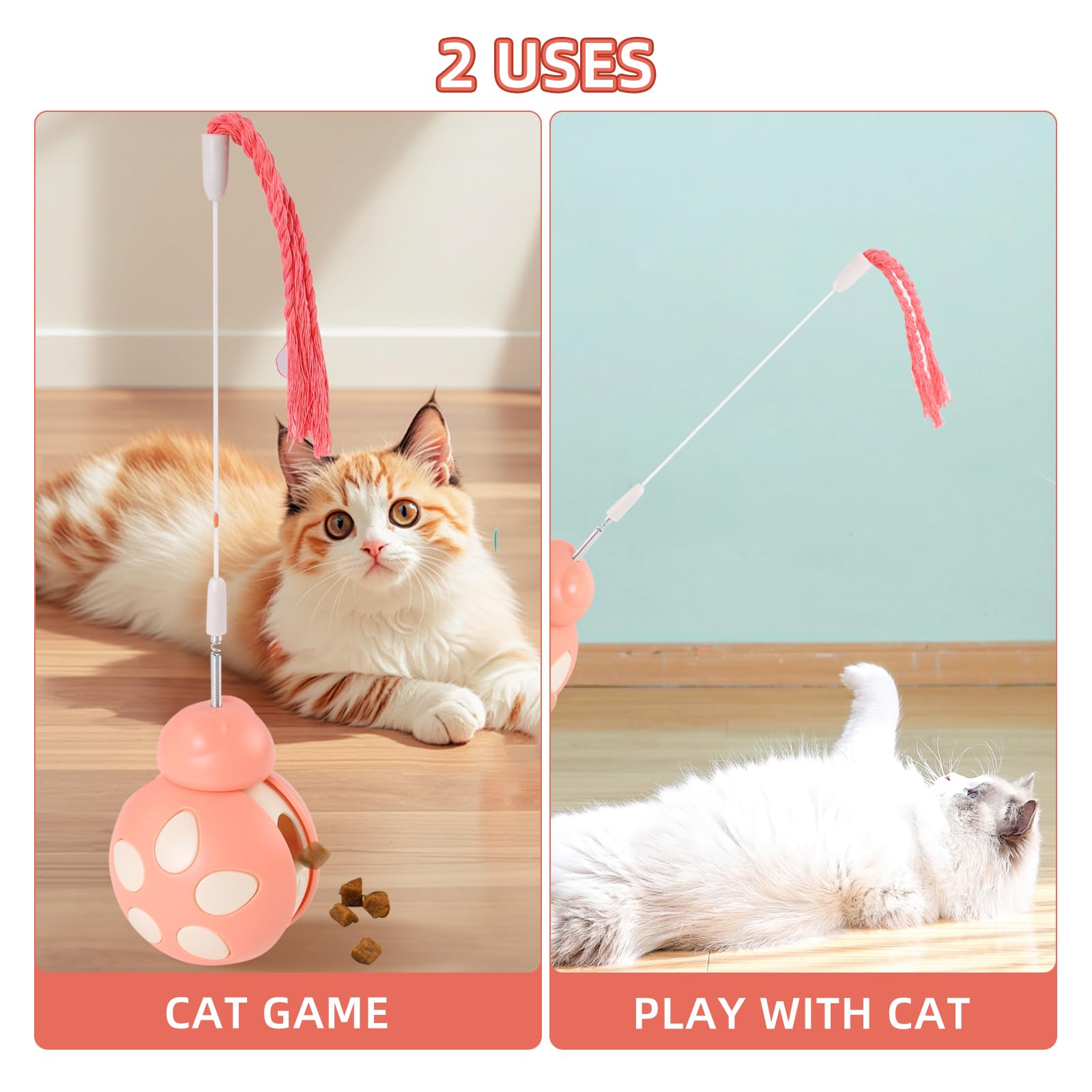 ElysianTails Cat Toys for Indoor Cats Adult Cats Kitten Interactive with Teaser Wand & Cat Treat Dispenser Puzzle Toys - Image 2