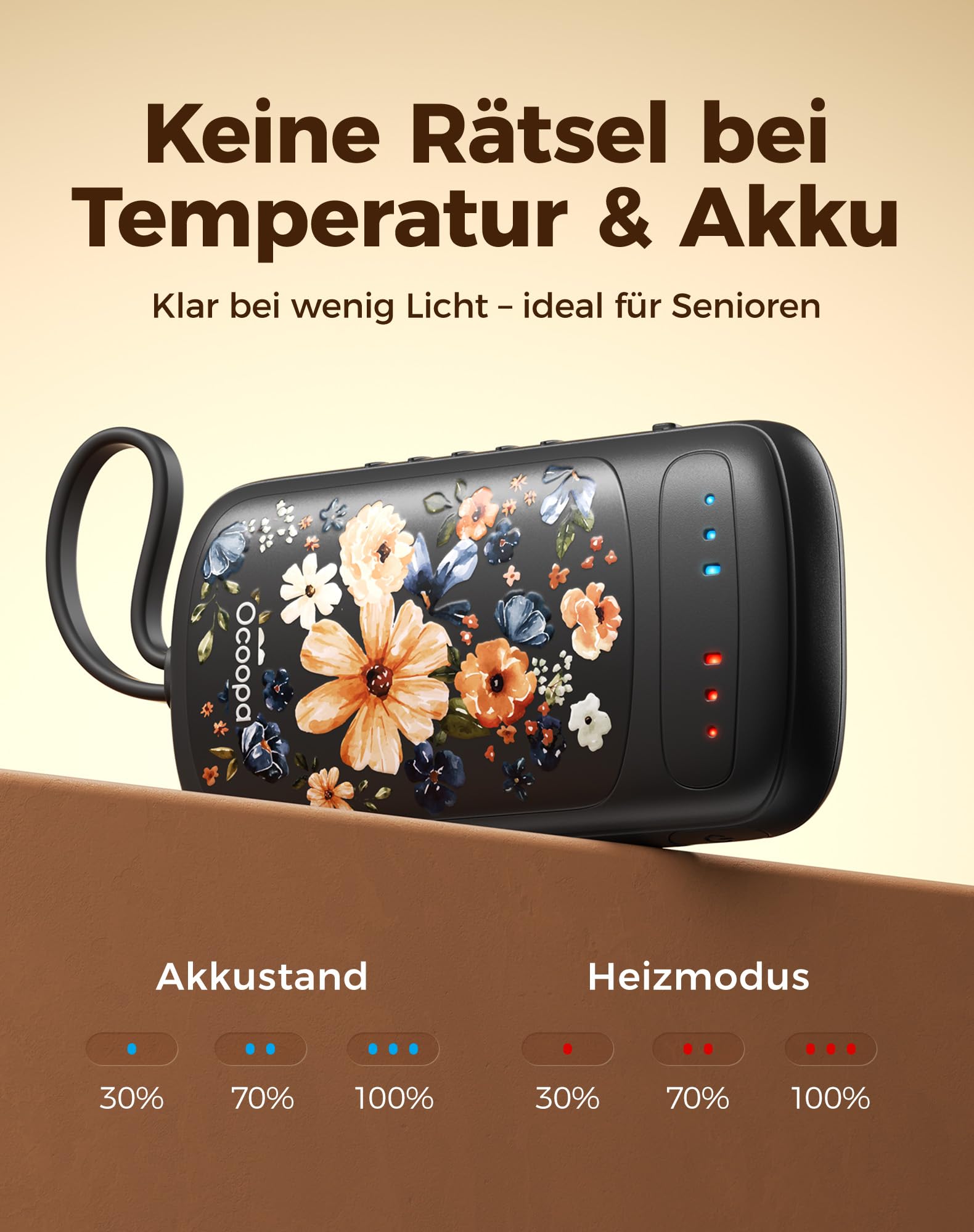 OCOOPA Handwärmer Elektrisch, Beidseitige Erwärmung, 2s Sofortwärme, 8 Std. Laufzeit, 67g leicht, Wiederverwendbar Taschenwärmer für Camping, Jagen, Pendeln, Geschenke für Männer, UT5 DuoHeat