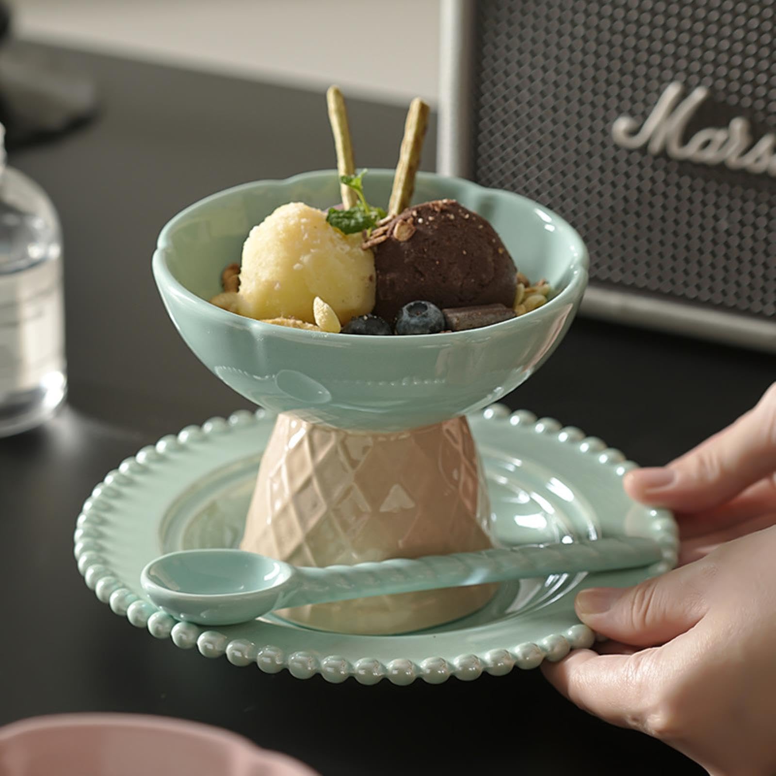 Amazon.com: Light Luxury And Minimalist Ice Cream Ceramic Bowl Set