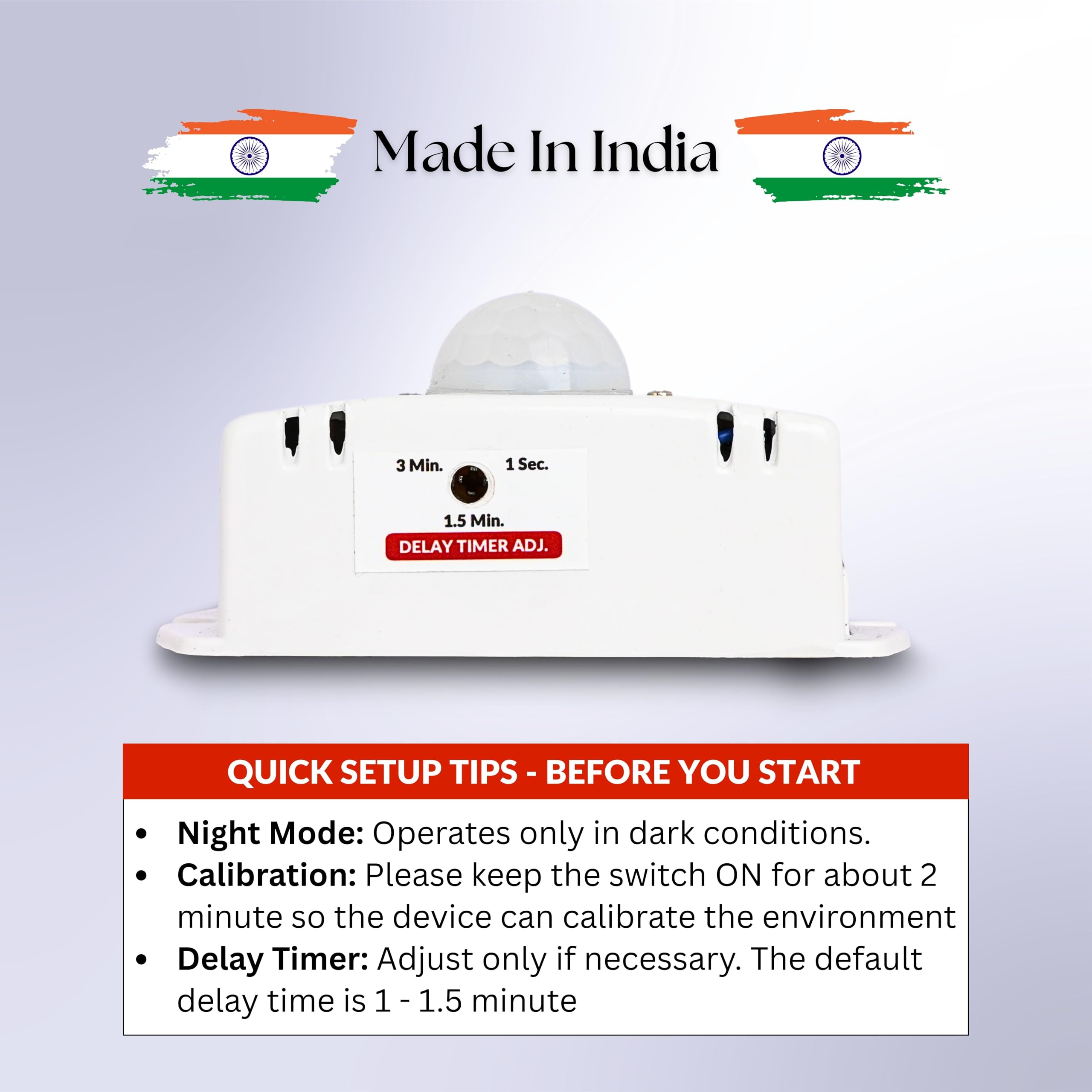 Amonics Motion Activated Day Night Sensor for Parking, Balcony & Common Areas | PIR Sensor Switch | Wall Mount | Power Saving | Night Mode Enabled | Max Load: Upto 1000W 4