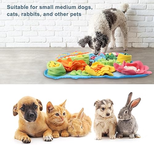 Miniatura 7 de Tapete de olfateo para perros, gatos, conejos, tapete de alimentación de golosinas para mascotas, 15.4 x 15.4 pulgadas para pequeños y medianos,