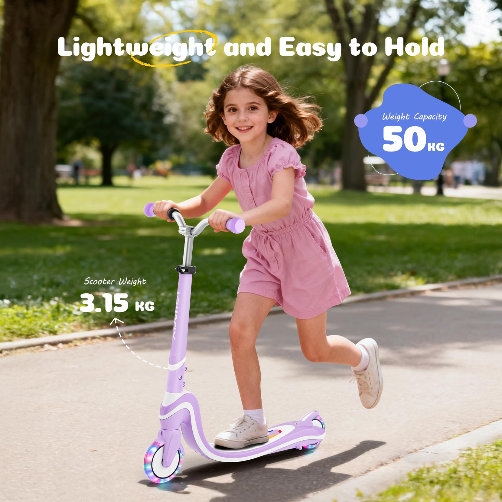 Scooter for Kids Ages 3-12 TONBUX 2 Wheel Kids Scooter with Light Up Wheels & Stem & Deck, 3 Adjustable Height Handle - Image 5