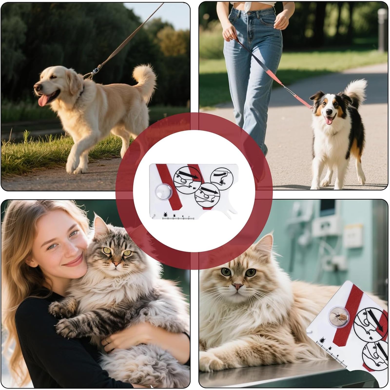 2 pièces Carte à Tiques, Carte à Tiques Homme & Enfants, avec Loupe - Rapide & Doux Enlever Les Tiques pour Chien, Homme & Animal de Compagnie | Tick Cards for Humans