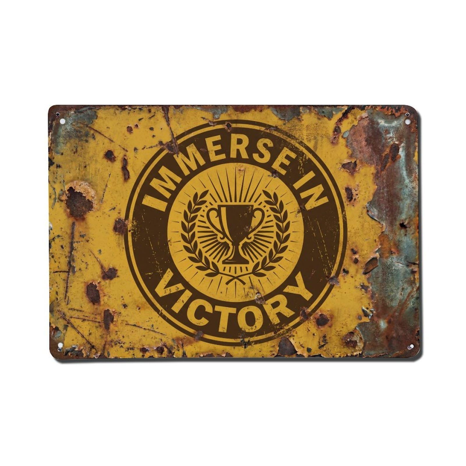 Immerse in Victory Total Retro Motivational Slogans Vintage Metal Tin Sign Wall Decor for Cafe, Club, Garden Metal Poster 8x12Inch