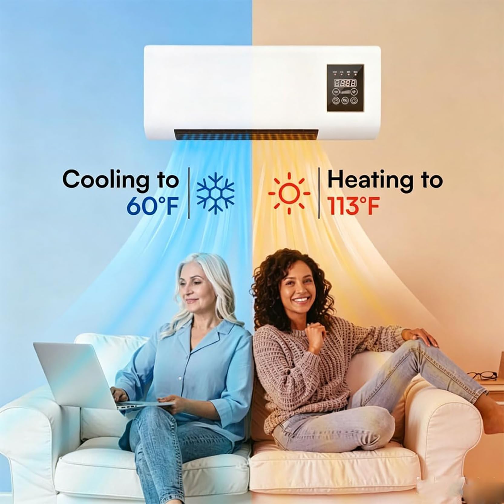 Mini Climatiseur Portable À Montage Mural Double Mode À Refroidissement Rapide avec Télécommande Et Minuterie, Refroidissement Intelligent, Ventilateur de Refroidissement Silencieux pour la Maison B