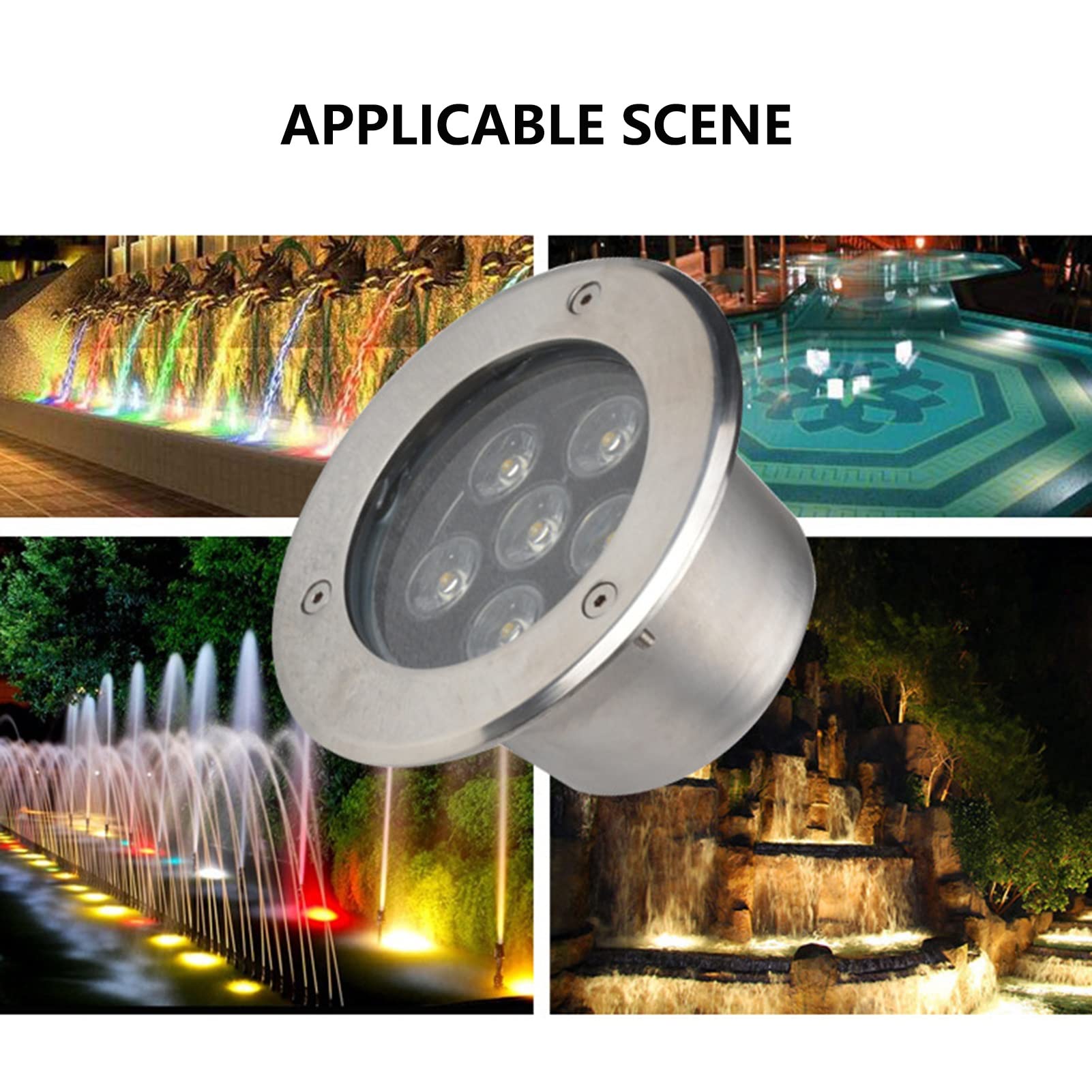 Luci di fontana subacquea LED 2Pack IP68 impermeabile 24V incorporato 3w luci piscina in acciaio inox (Natural)