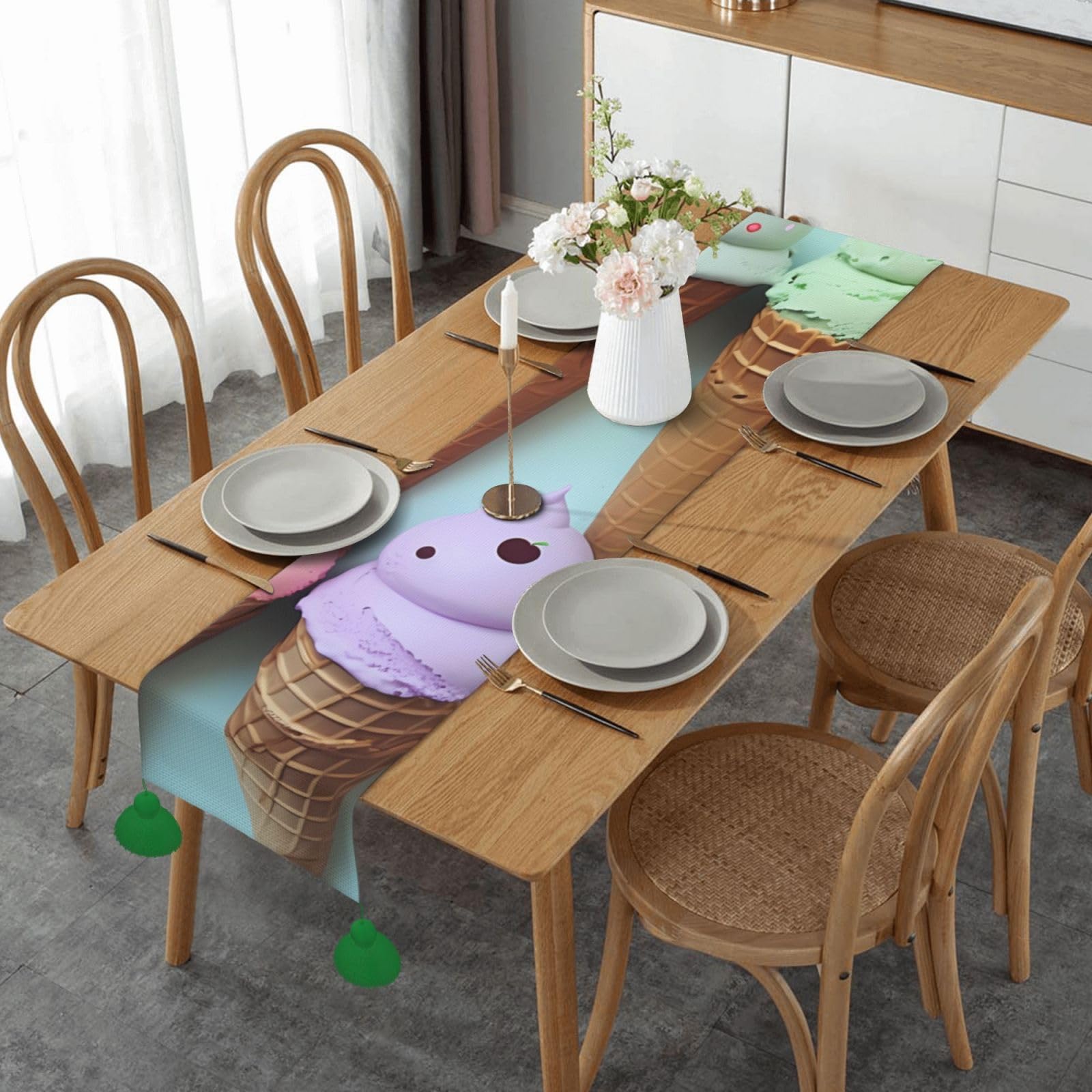 Chemin de table de mariage en lin haut de gamme motif artistique