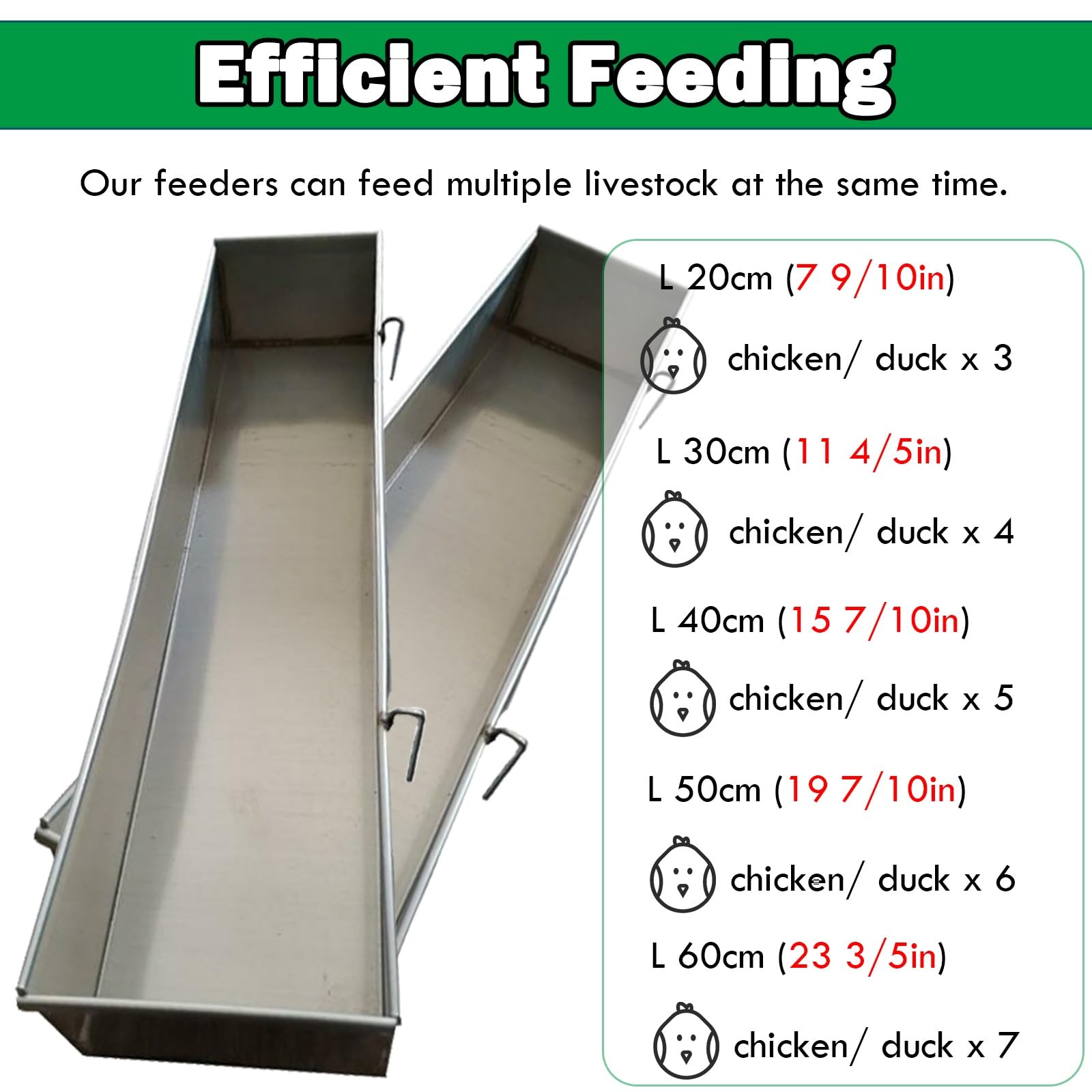 Comedero Colgante de Acero Inoxidable para Aves de Corral, Patos, Conejos y pájaros: diseño Duradero y Resistente a la corrosión para una alimentación e hidratación Sencillas.