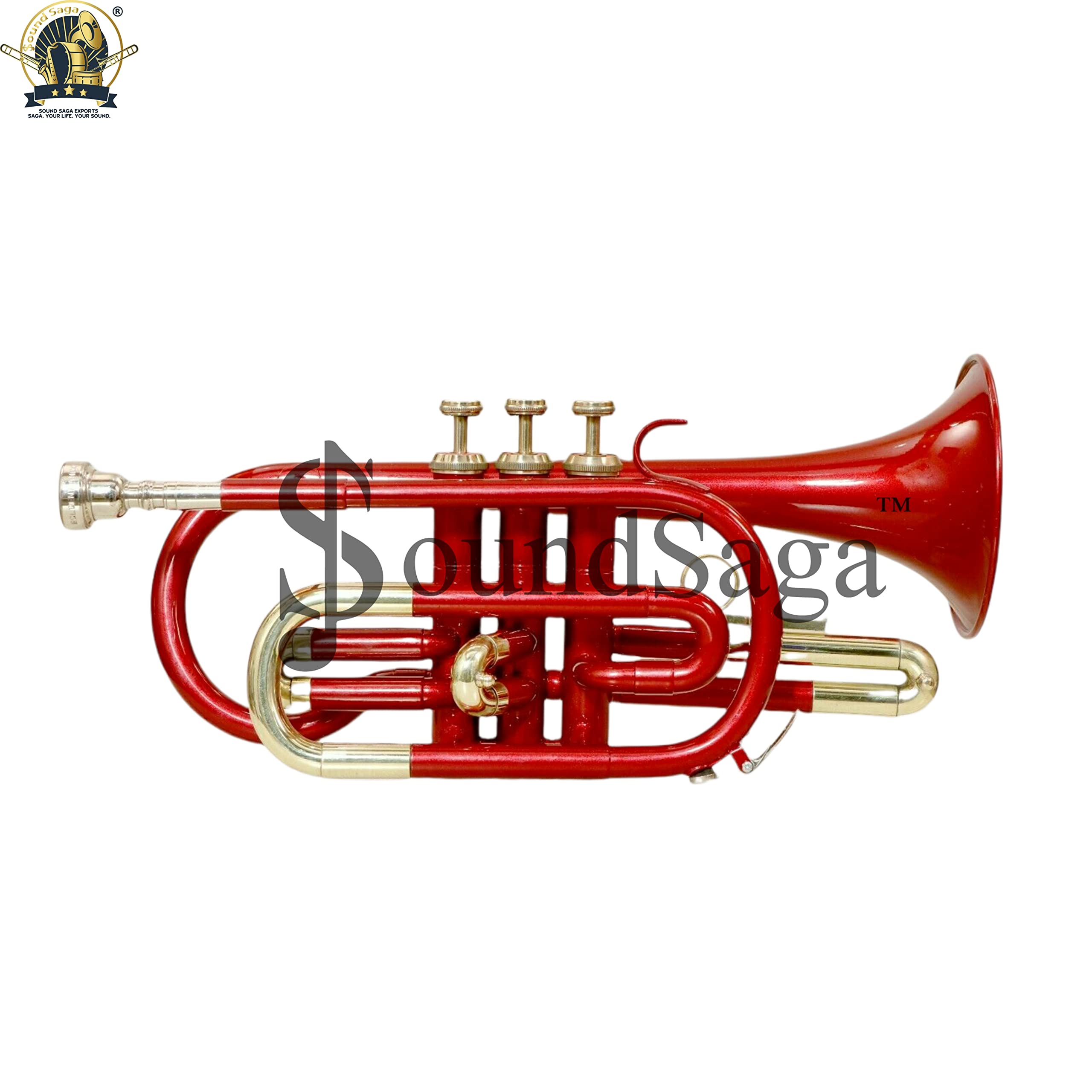 Cornet trompette Sib Pitch Premium Brass Quality avec embouchure et étui de transport (Or Rouge)