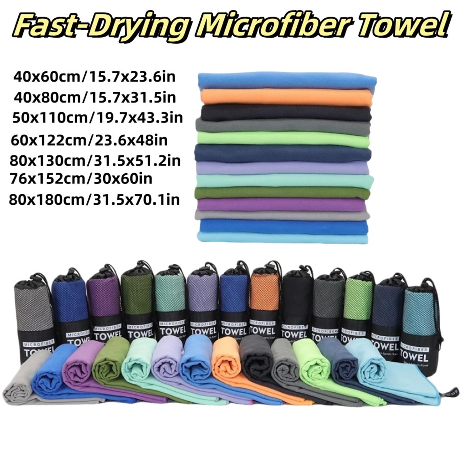 Toalla Gimnasio Toallas de Camping absorbentes de Secado rápido, Microfibra, ultrasuaves, compactas, for Gimnasio, natación y Playa.(Sky Blue,80x130cm)