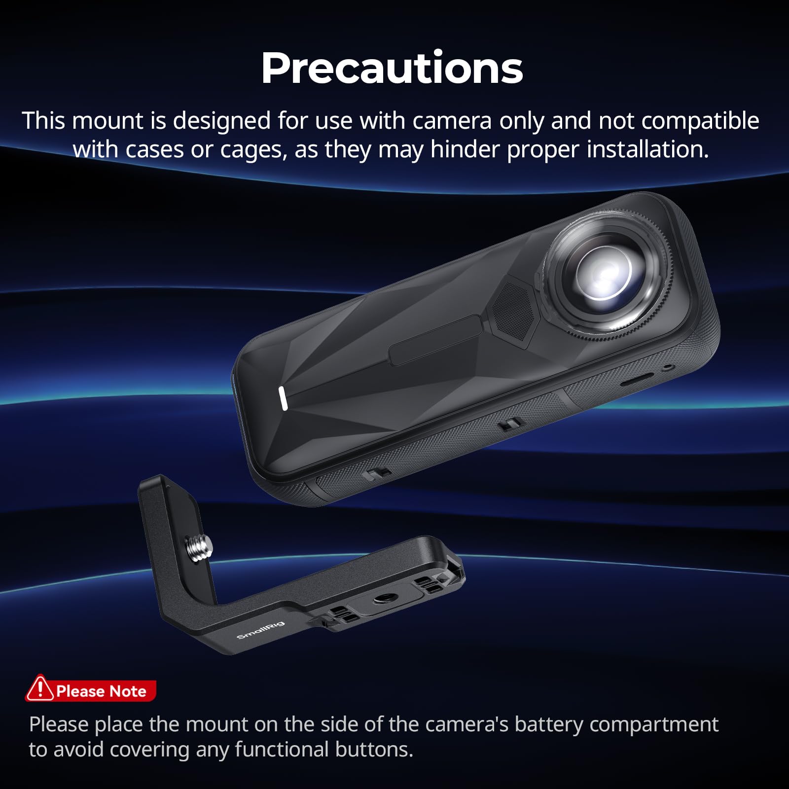 SMALLRIG Supporto Montaggio Verticale-Orizzontale per Insta360 X5 / X4 Air / X4 / X3, Staffa Verticale a Sgancio Rapido con Filetto 1/4''-20 - 5824