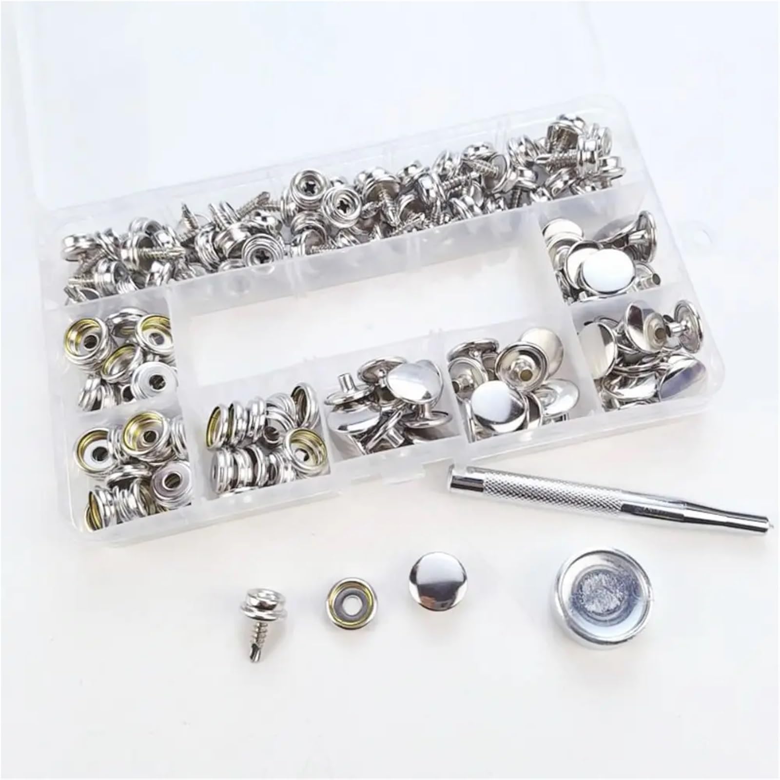 50 set di bottoni automatici in acciaio inossidabile da 15 mm, in tela qualità marina, con attacco 3/8", strumento impostazione incluso, chiusura a bottone automatico for copertura della barca