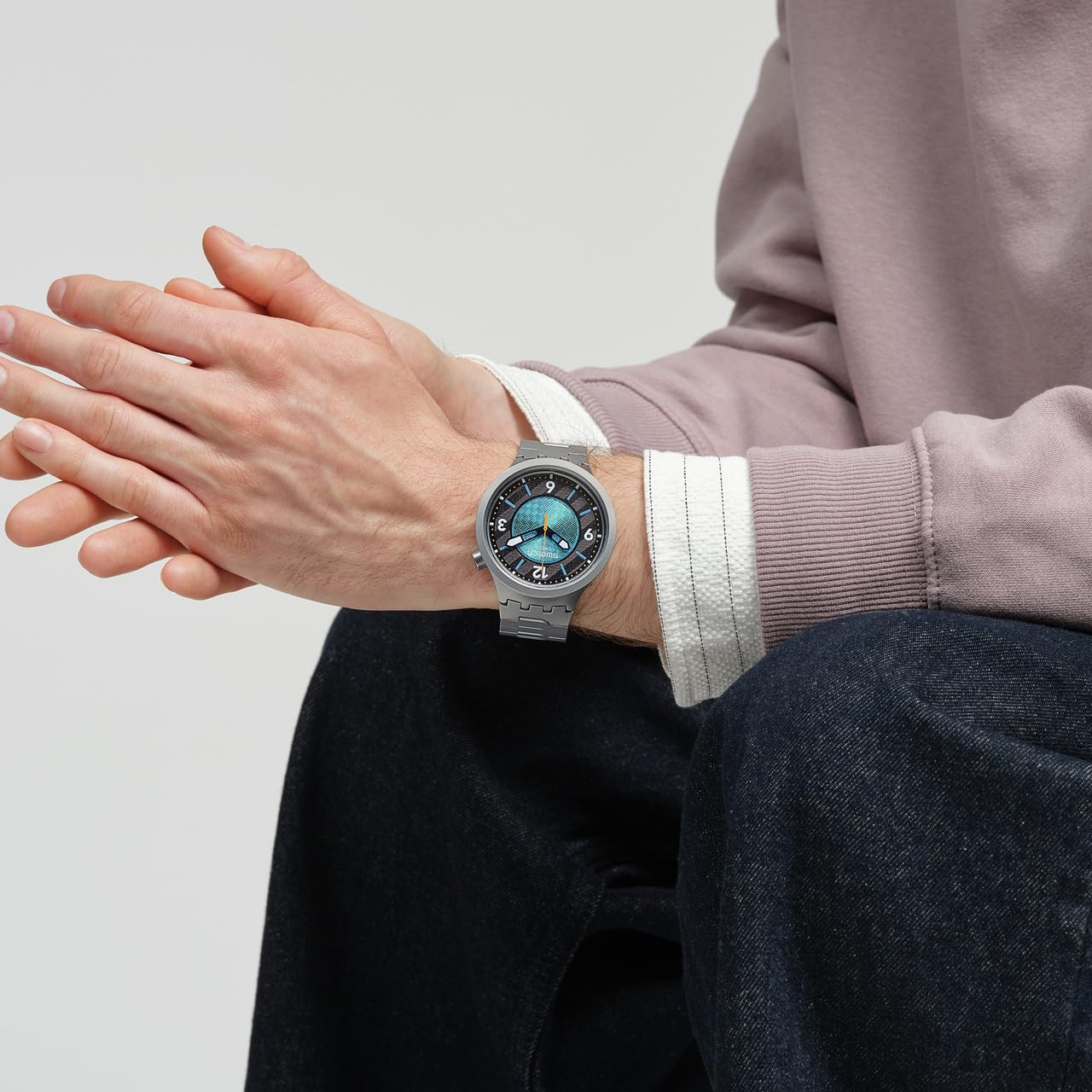Swatch - Reloj en Acero, Azul Claro-Azul Claro-Gris