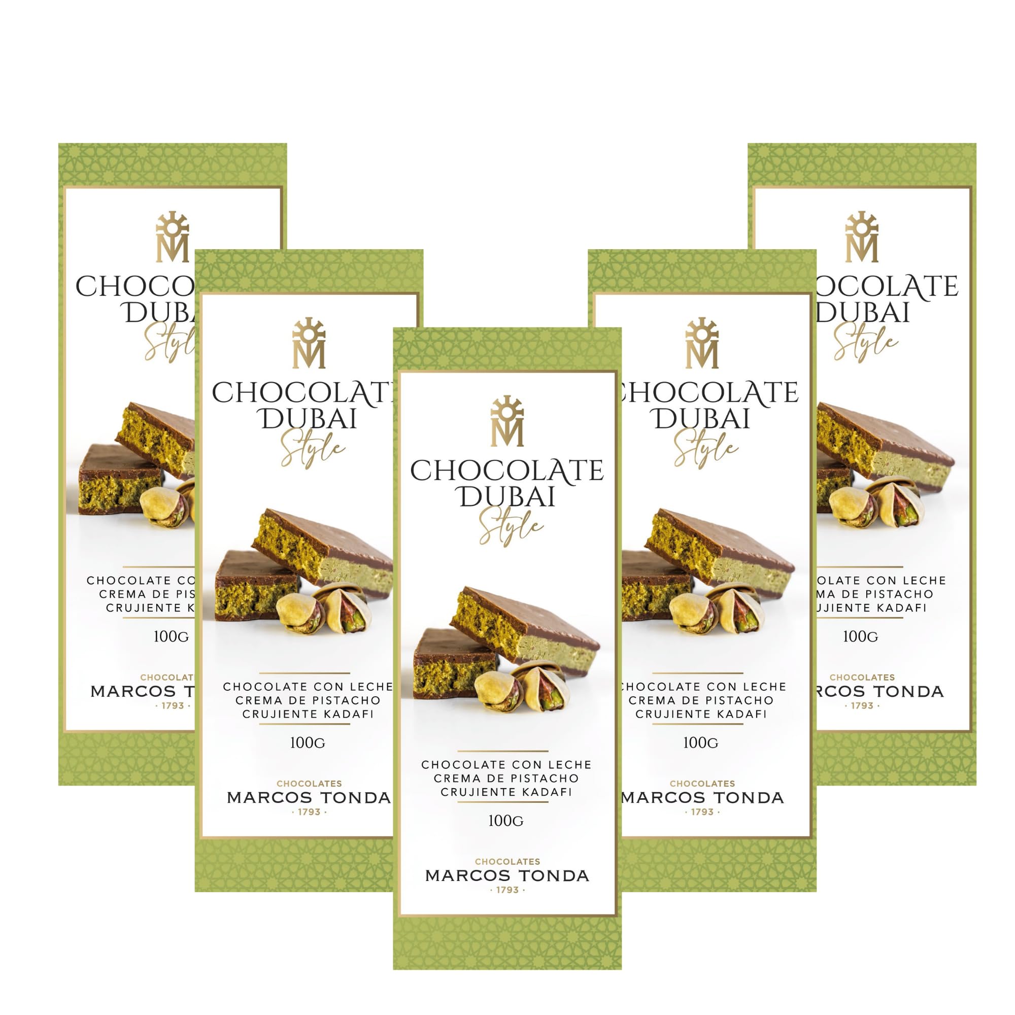 Pack 5 unidades Chocolate Dubai con Crema De Pistacho En Su Interior | Dubai Chocolate 100 Gramos X 5 | Chocolates Para Regalar