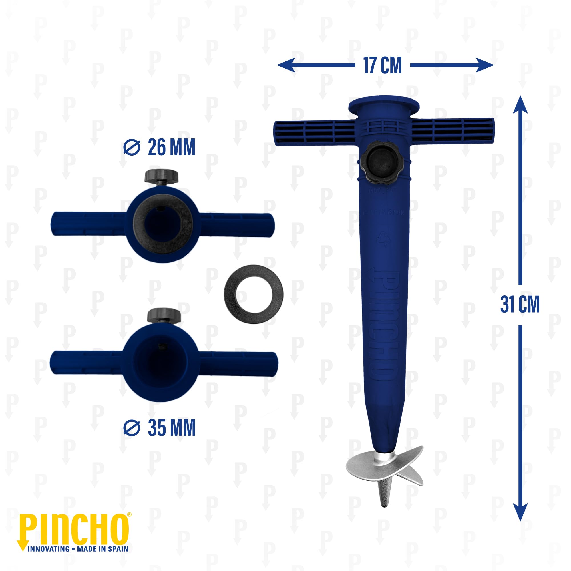 Pincho Ombrellone da spiaggia grande, 200 cm, antivento, con protezione UV50+, tubo in alluminio e 8 stecche in fibra di vetro, reclinabile con finestra superiore, include punta in alluminio