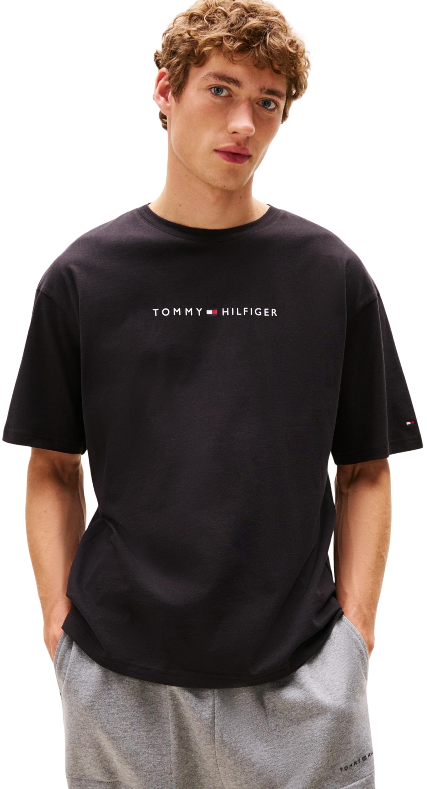 Tommy Hilfiger Men SS TEE CONT. LOGO UM0UM03685 S/S T-Shirt, Black, XL