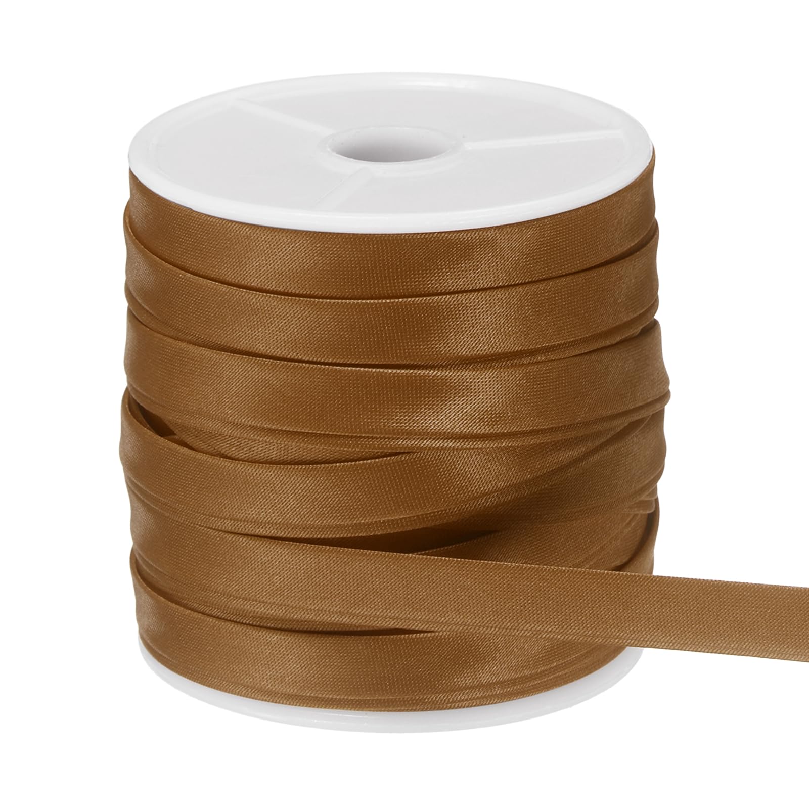 sourcing map Double Fold Bias Tape for Sewing, 3/8 Inch x 25 Yards Satin Bias Binding Tape Continuous Bulk for Quilting Binding Seaming Hemming Fabric Piping DIY Craft, Coffee โ image 1