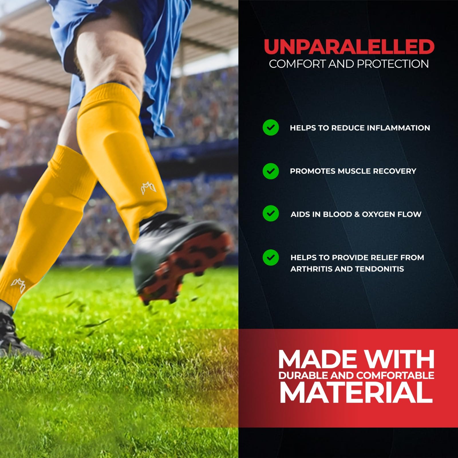 MediCaptain Calcetines de fútbol precortados, compañero para calcetines de agarre de fútbol, sostiene de forma segura espinilleras, calentador de piernas de compresión