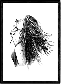 Nacnic Poster Erotik Frau mit rosaem Blatt mit sinnlichen Bildern des weiblichen Körpers gezogen. Innendekoration mit erotischen Illustrationen. A3