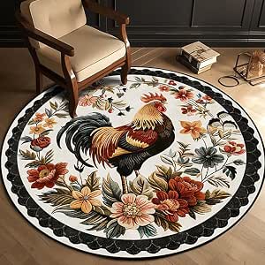 Amazon.com: Soyalie Abstract Chicken Indoor Print Area Rugs Round ...