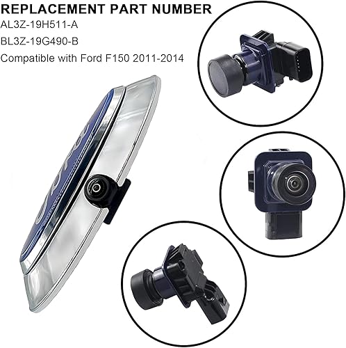 Miniatura 3 de Ford - Cámara de respaldo con emblema para portón trasero, compatible con Ford F150 2011-2014 con asistencia de estacionamiento de marcha atrás, kit