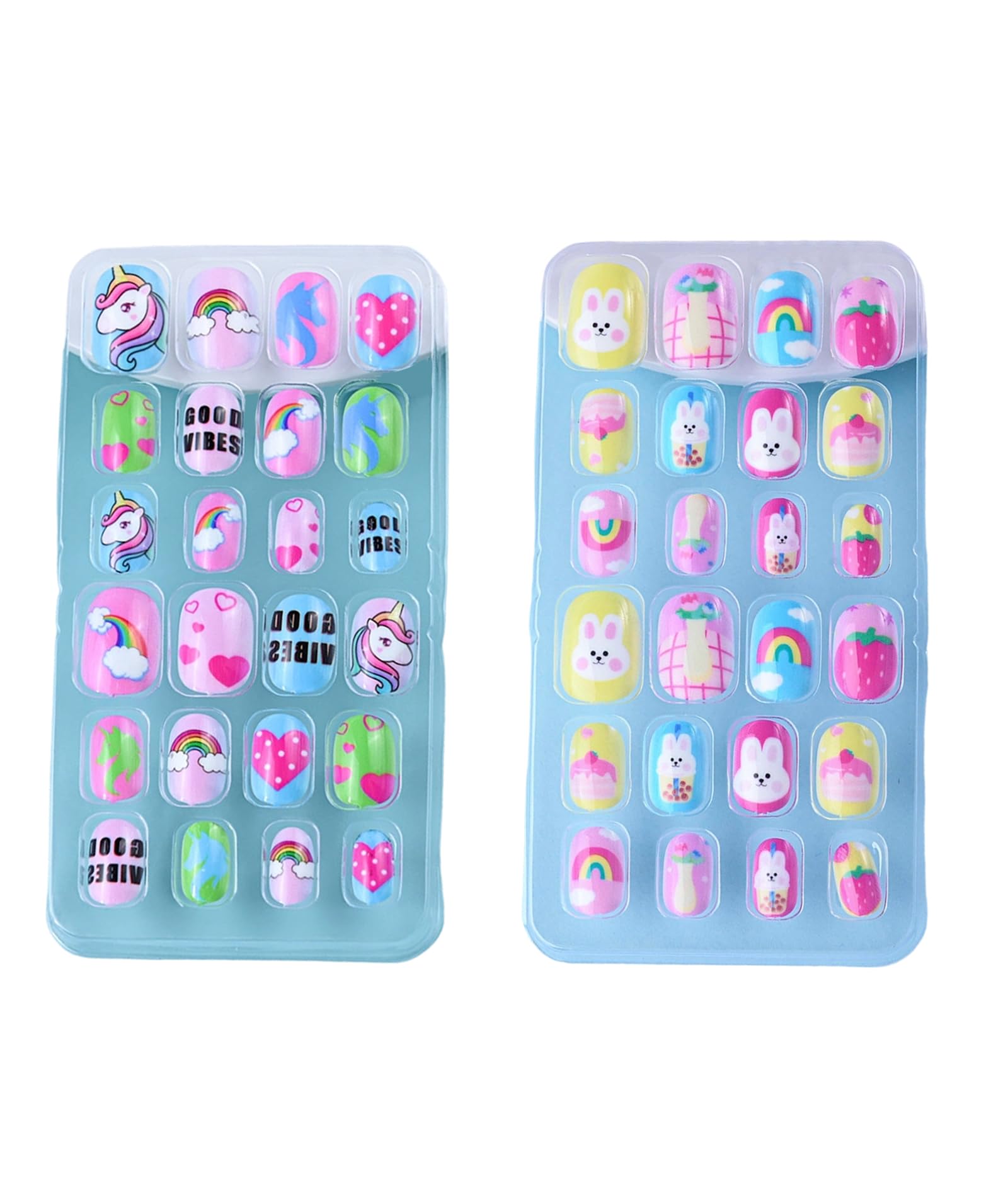 2 Boxes Nail Art Kit for Girls 6-12, Fake Nails Extension Kit with Unicorn and Bunny Designs, Press on Nails Kit for DIY Manicure, Safe Artificial Nails Set for Fashion-image-47