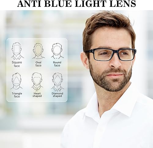 Miniatura 5 de FADBON Paquete de 6 lentes de lectura con bloqueo de luz azul, lectores de bisagra de resorte para hombres y mujeres, marco negro, lentes