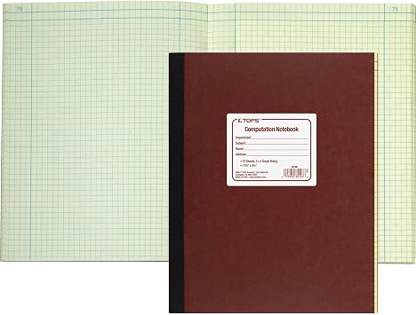TOPS Computation Notebook, 4 x 4 Quad Ruling, 11 3/4"X 9 1/4",75 Sheets 35126