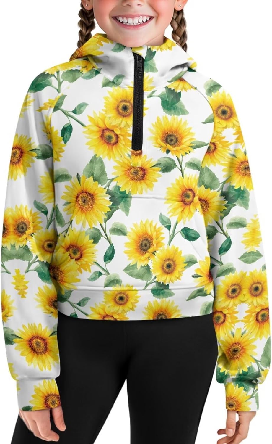 Girls Sweatshirts Half Zip Cropped Hoodies Pullover for Kids Outwear Lightweight Sport Hoodie Sweatshirt Fall Coat