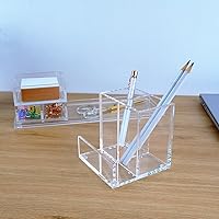 Vista 7 de Clear Acrylic Desk Organizer 4-Piece Desk Kit + Free Complimentary Acrylic Ruler, Desktop Organization for Office or Home