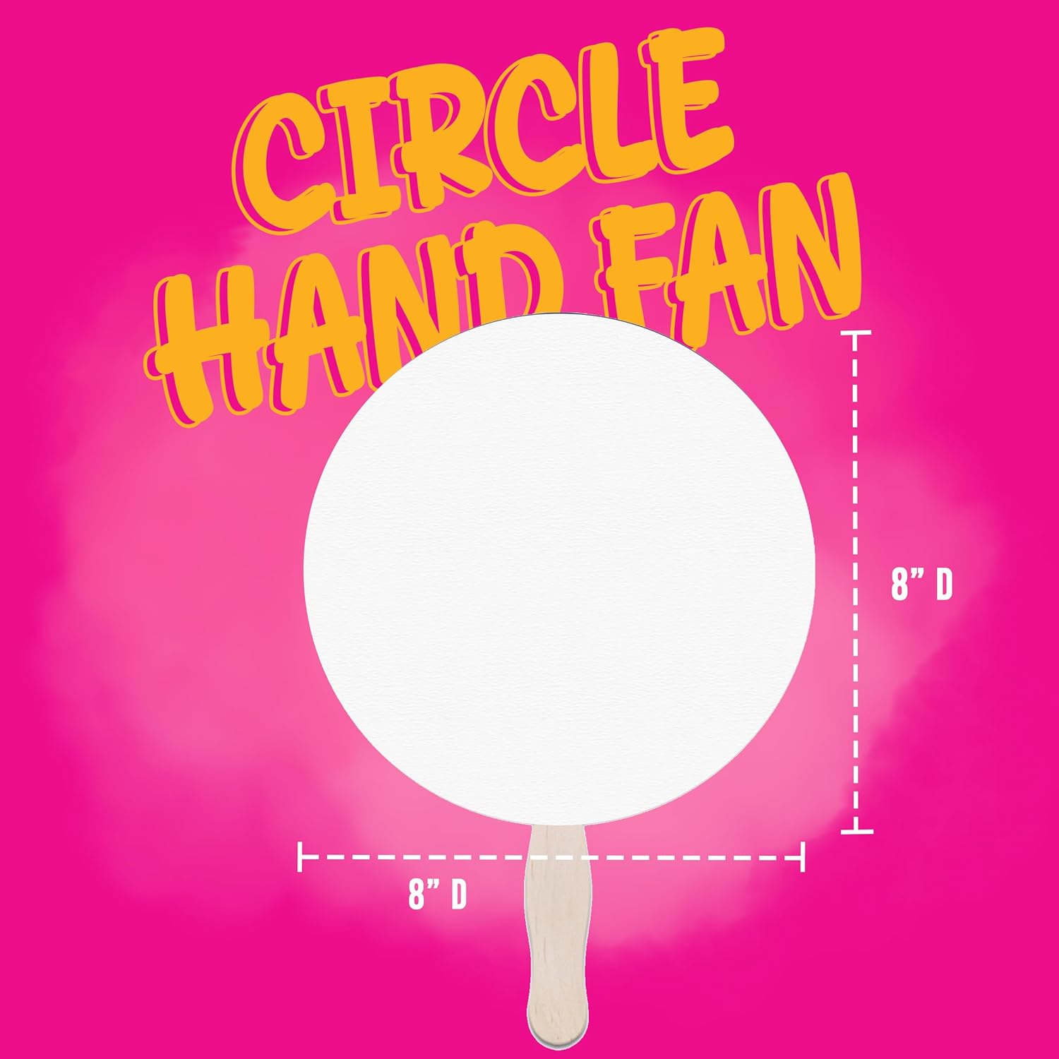 Custom Circle Hand Fans 8" Diameter – 14pt Coated Board, Personalized with Your Artwork – Great for Sports, Parties, Events, Favors, Photo Props (QTY 36)